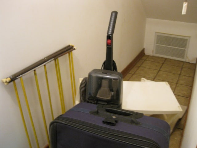 Storage Closet Contents-Suitcase, Hoover Upright Vacuum, Picnic Set, Sewing Storage - 3