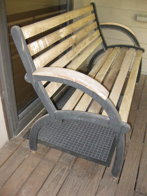 Cast Metal Frame Wood Slat Bench - 2