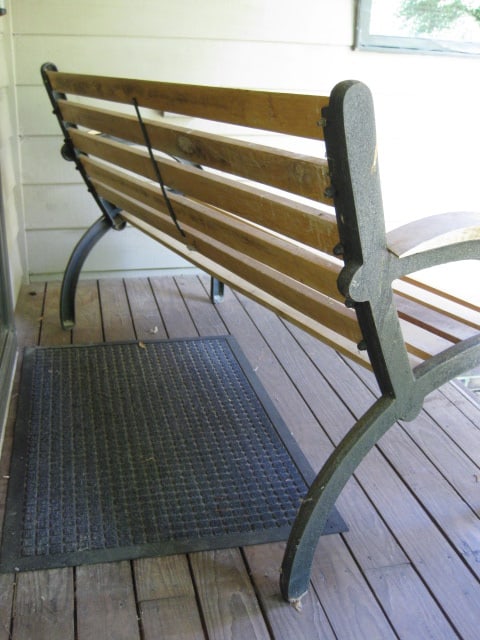Cast Metal Frame Wood Slat Bench - 4