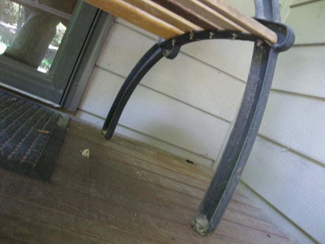 Cast Metal Frame Wood Slat Bench - 5