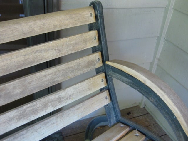 Cast Metal Frame Wood Slat Bench - 8
