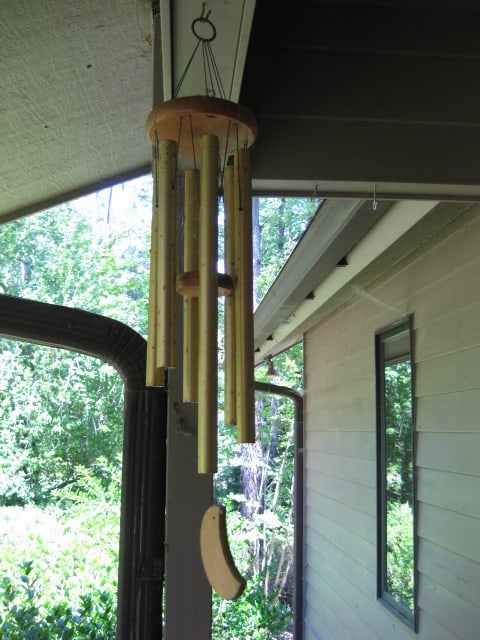 6 Tube Crescent Moon Wind Chime: approx. 25" high, slight weathering
