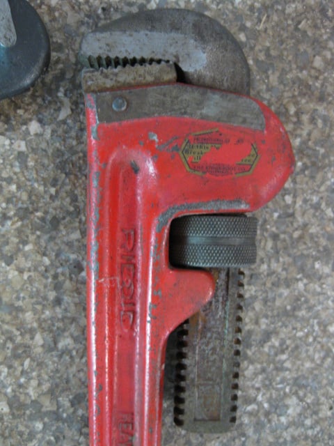 Three Adjustable Pipe Wrenches-Ridgid 18", Craftsman 10" and 8" - 2