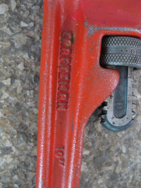 Three Adjustable Pipe Wrenches-Ridgid 18", Craftsman 10" and 8" - 5