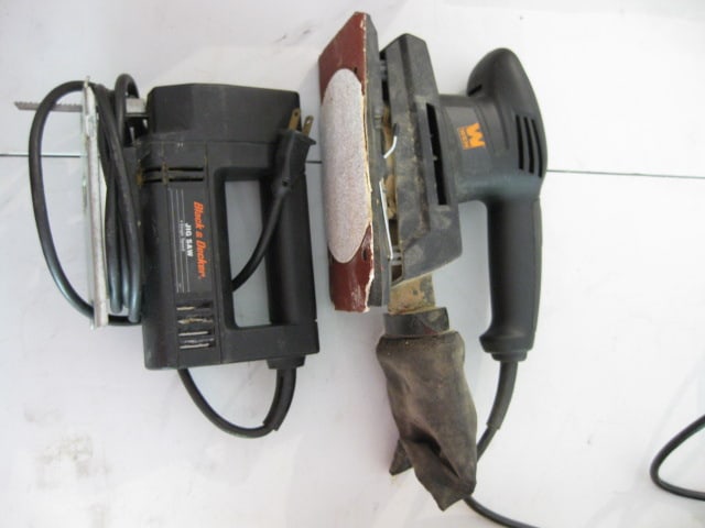 Electric Black & Decker Electric Jig Saw and Wen Finishing Sander: Jig saw Model 7543, Sander Model 6313, power on