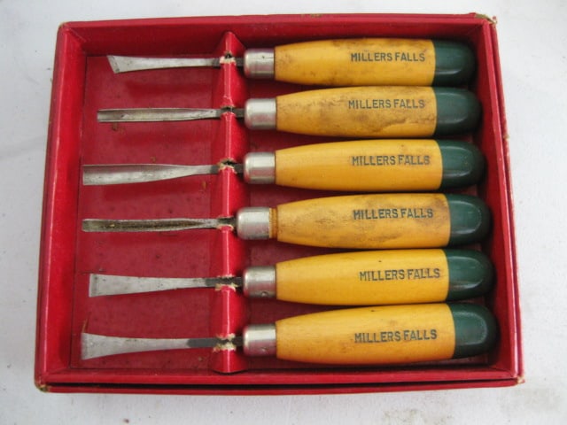 6 Piece Millers Falls Wood Working Chisel Set: .