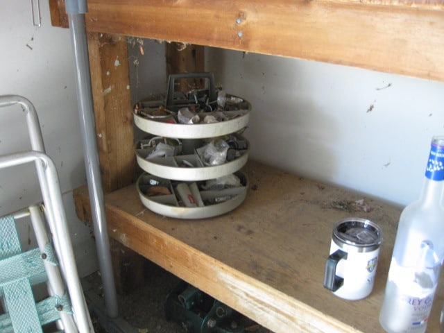 8' Wood Work Bench and Contents - 8