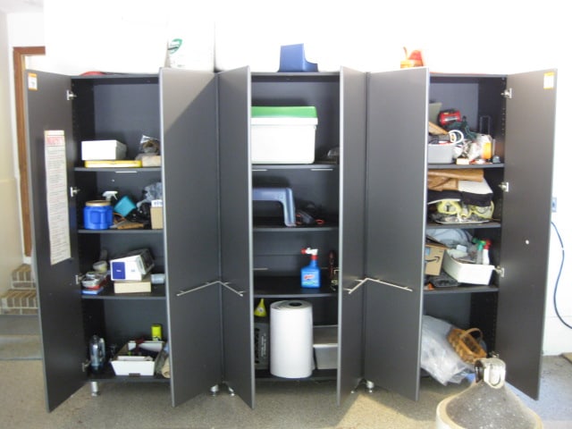 Contents of Garage Storage Cabinets-Light Bulbs, Coolers, Step Stool, Jacks, Cleaners, etc.: See all pictures, Bring Boxes/Bags-Local Pickup Only