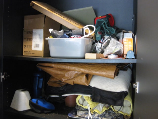 Contents of Garage Storage Cabinets-Light Bulbs, Coolers, Step Stool, Jacks, Cleaners, etc. - 2