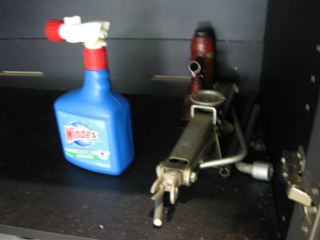 Contents of Garage Storage Cabinets-Light Bulbs, Coolers, Step Stool, Jacks, Cleaners, etc. - 8