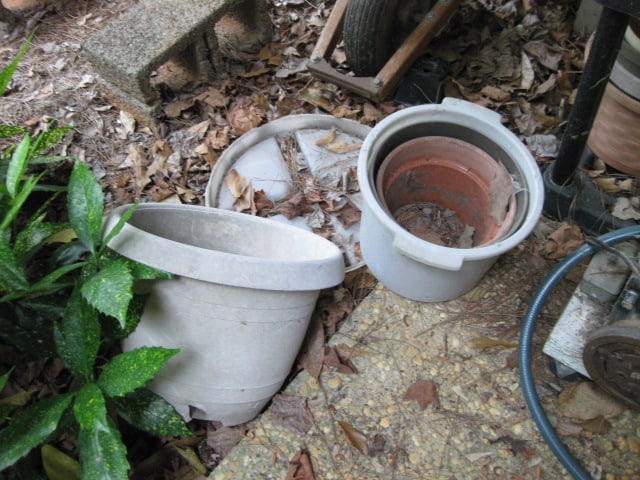 Under Deck Contents-Black Heavy Duty Shelf Unit, Planter/Pots, Plastic Side Table/Stools, - 12