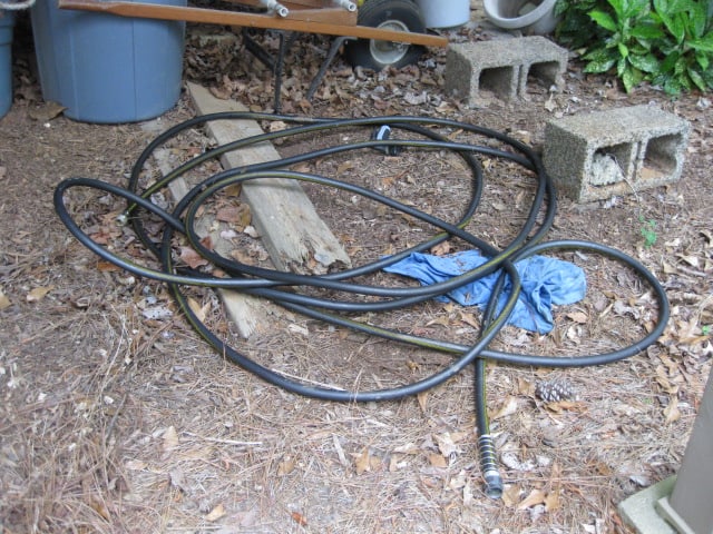 Under Deck Contents-Black Heavy Duty Shelf Unit, Planter/Pots, Plastic Side Table/Stools, - 3