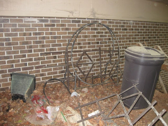 Under Deck Contents-Black Heavy Duty Shelf Unit, Planter/Pots, Plastic Side Table/Stools, - 6