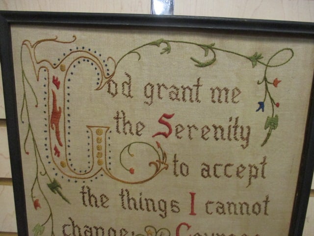 Vintage Framed Handmade "Serenity Prayer" Needlework Art - 2