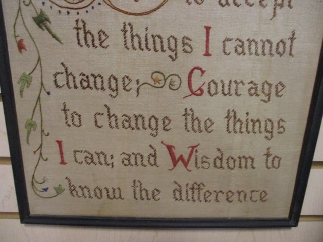 Vintage Framed Handmade "Serenity Prayer" Needlework Art - 3