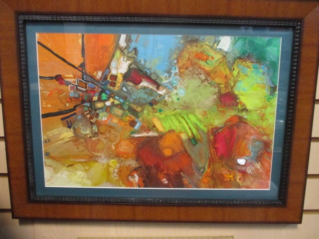 Framed and Matted Abstract Artwork - Signed "AA" (1 of 6)