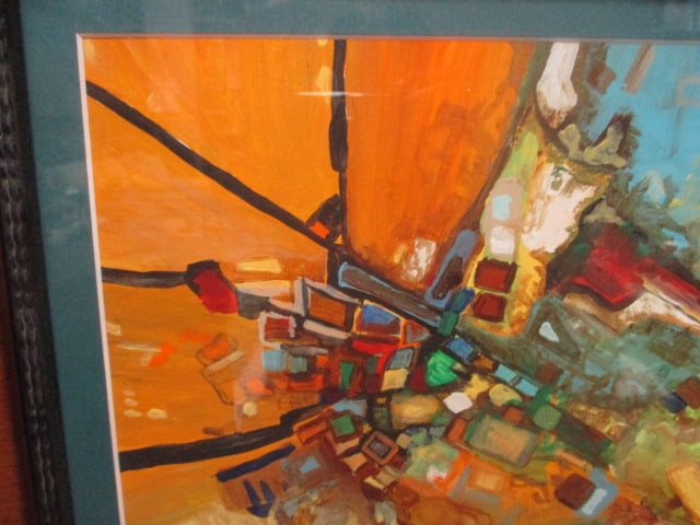 Framed and Matted Abstract Artwork - Signed "AA" - 2