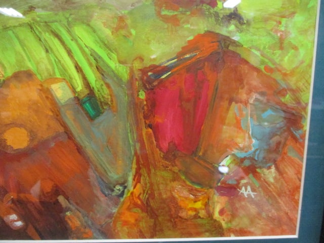 Framed and Matted Abstract Artwork - Signed "AA" - 3