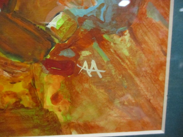Framed and Matted Abstract Artwork - Signed "AA" - 5