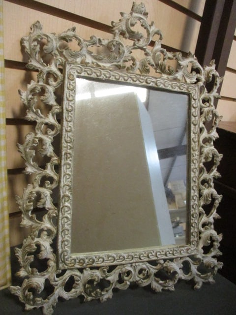 Vintage White Wrought Iron Dresser Mirror (1 of 4)