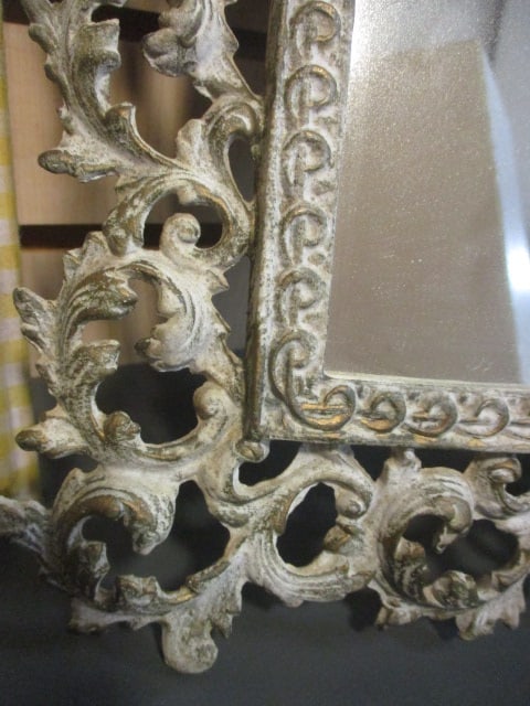 Vintage White Wrought Iron Dresser Mirror - 2