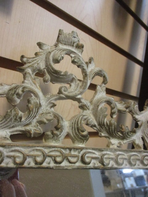 Vintage White Wrought Iron Dresser Mirror - 3