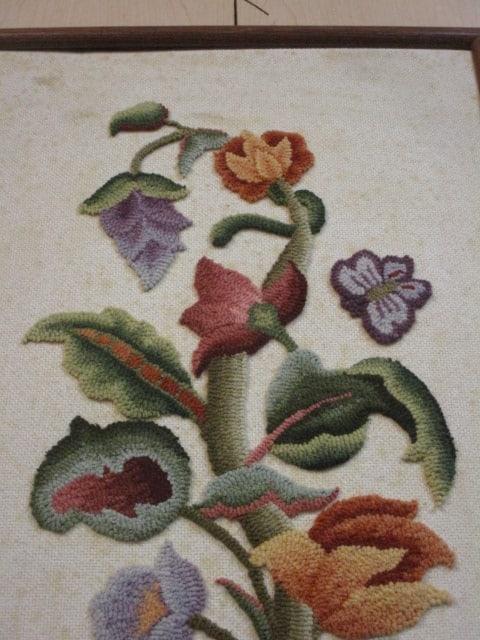 Framed Jacobean Style Floral Crewel Needlework - Signed "Byrne 91" - 2