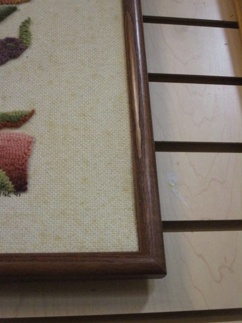 Framed Jacobean Style Floral Crewel Needlework - Signed "Byrne 91" - 4