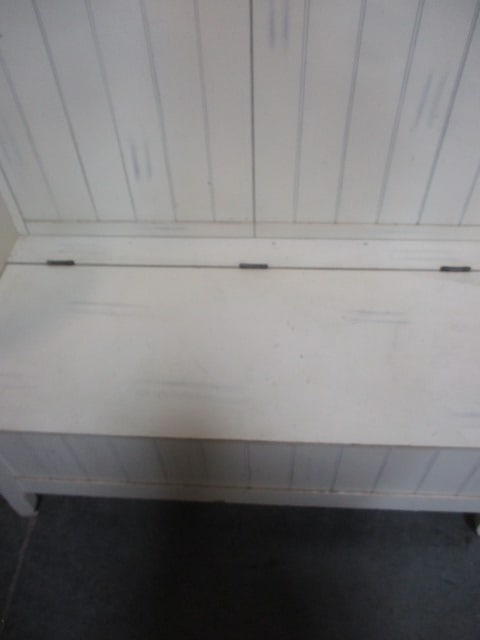 Entryway Hall Tree with Storage Bench and Mirror - 4