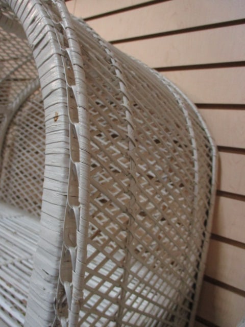 Vintage 4-Shelf White Wicker Rattan Etagere - 3