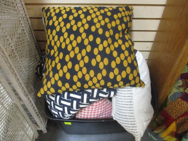 Lot of Throw Pillows in Plastic Storage Container (1 of 7)