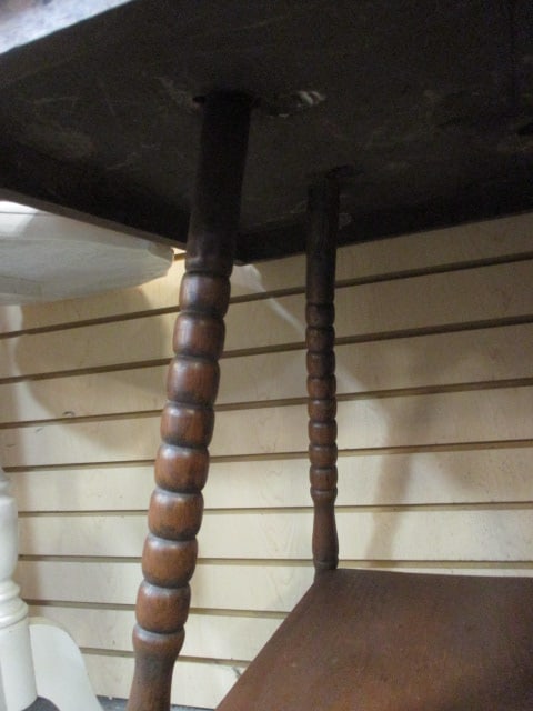 Antique Victorian Style 2-Tier Parlor Table with Bobbin-Turned Spindle Legs - 4