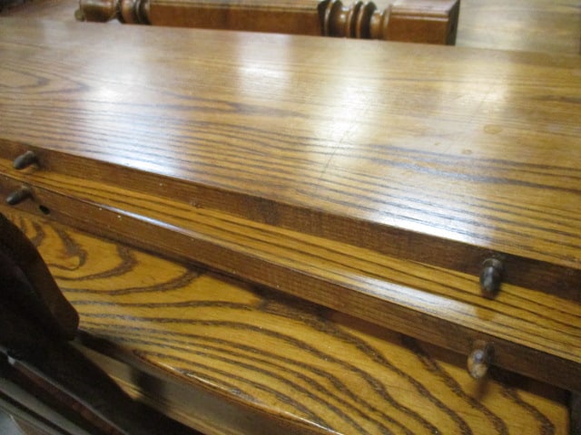 Solid Wood Dining Table with 3 Leaves and 8 Spindle Back Chairs - 3