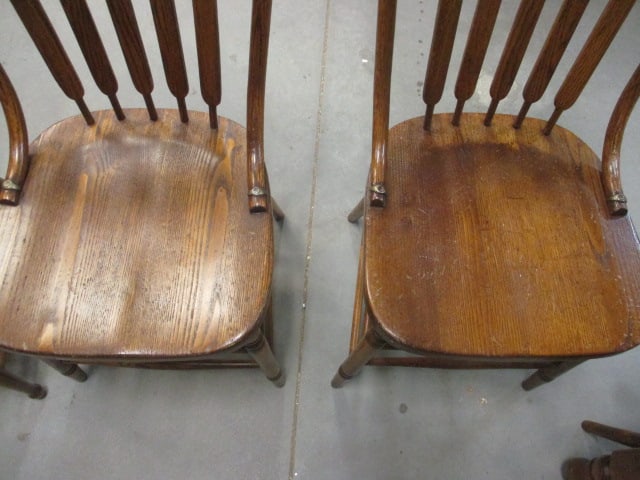 Solid Wood Dining Table with 3 Leaves and 8 Spindle Back Chairs - 5