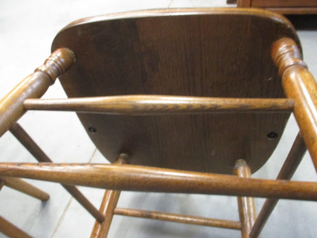 Solid Wood Dining Table with 3 Leaves and 8 Spindle Back Chairs - 7