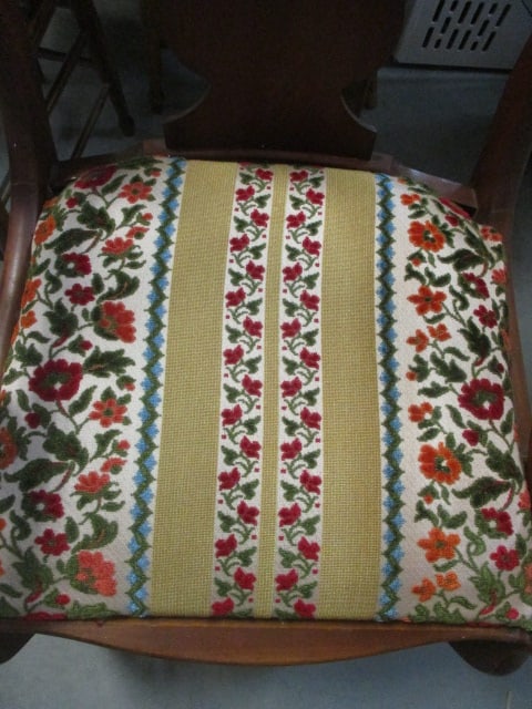 Antique Fiddle Back Arm Side Chair with Upholstered Seat - 2