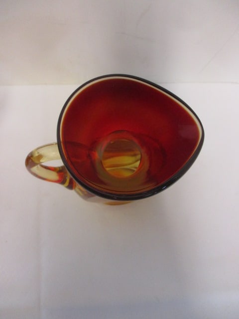 Mid-Century Modern Blenko Amberina Hand-Blown Glass Pitcher and - 3