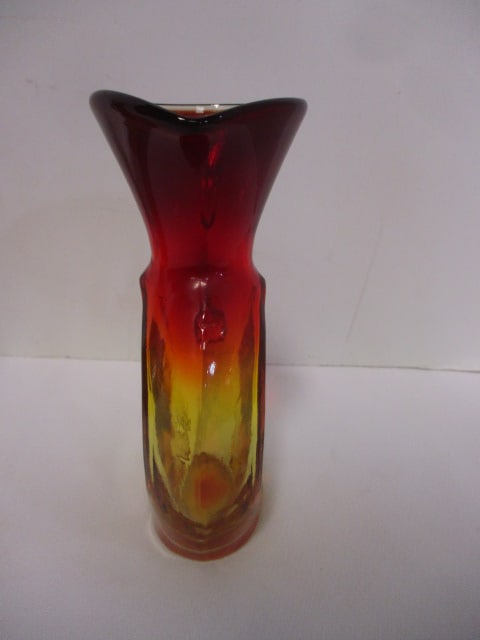 Mid-Century Modern Blenko Amberina Hand-Blown Glass Pitcher and - 4