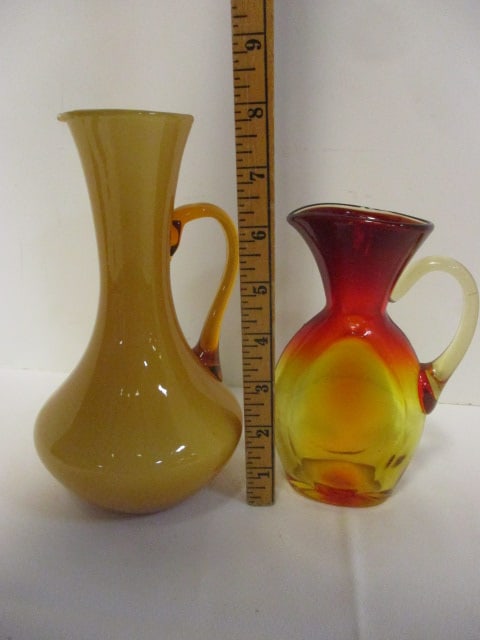 Mid-Century Modern Blenko Amberina Hand-Blown Glass Pitcher and - 8
