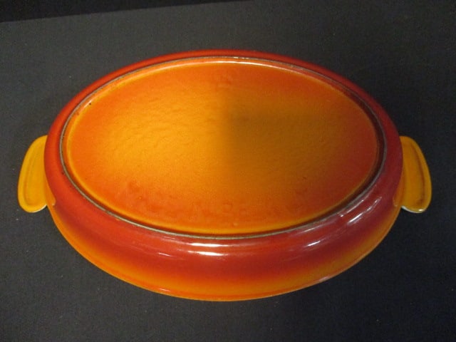 Vintage Enameled Flame Orange Au Gratin Dish - 3