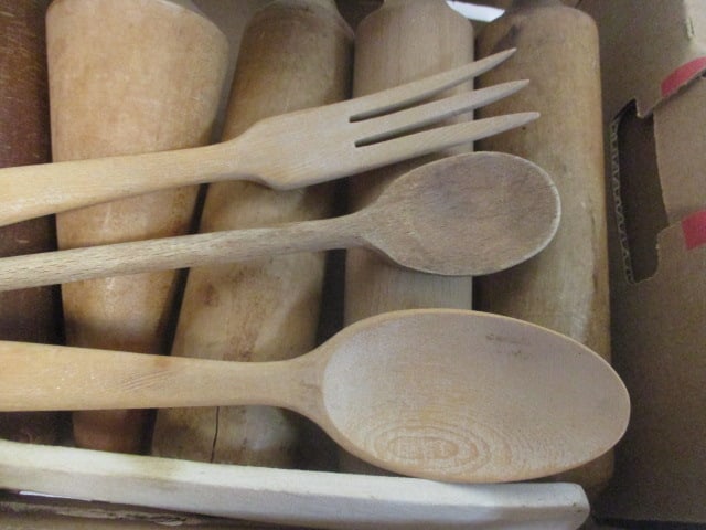 Collection of Vintage Wood Rolling Pins and Spoons - 2