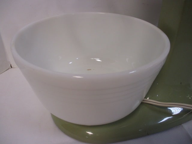 Retro Kitchen-Aid Avocado Green Mixer with Milk Glass Bowl - 6