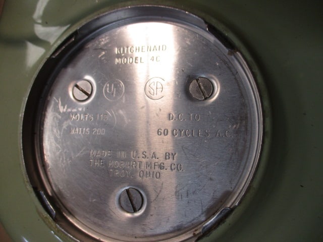 Retro Kitchen-Aid Avocado Green Mixer with Milk Glass Bowl - 9