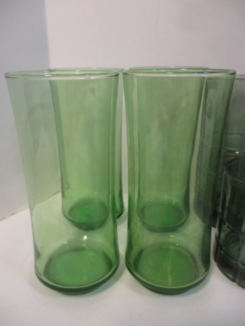 Lot of Vintage Anchor Hocking and Others Green Glasses and 4 Japanese - 2