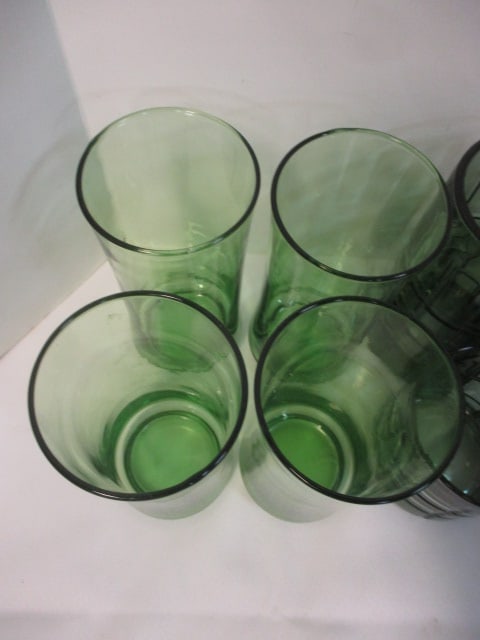 Lot of Vintage Anchor Hocking and Others Green Glasses and 4 Japanese - 3