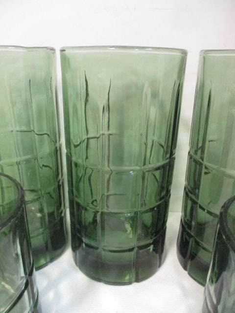 Lot of Vintage Anchor Hocking and Others Green Glasses and 4 Japanese - 5
