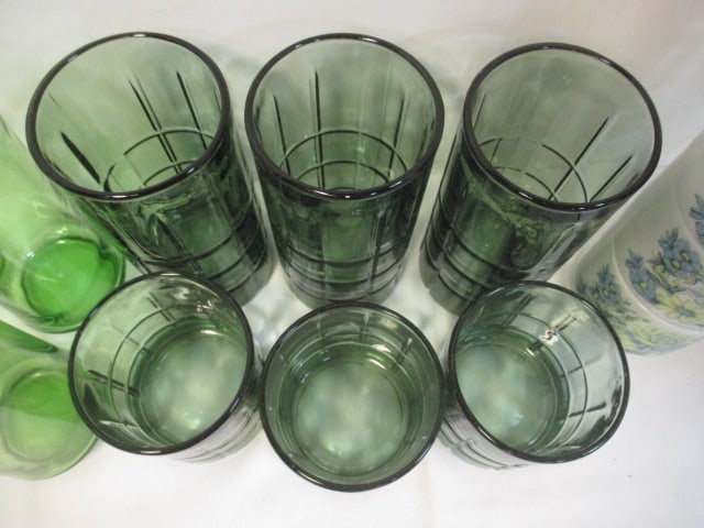 Lot of Vintage Anchor Hocking and Others Green Glasses and 4 Japanese - 6