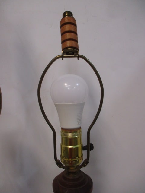 2 Mid-Century Modern Wood Table Lamps - 2