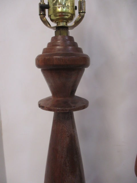 2 Mid-Century Modern Wood Table Lamps - 5