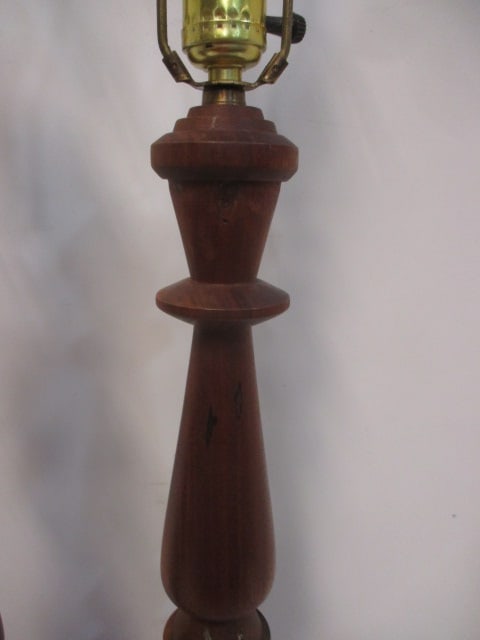 2 Mid-Century Modern Wood Table Lamps - 7